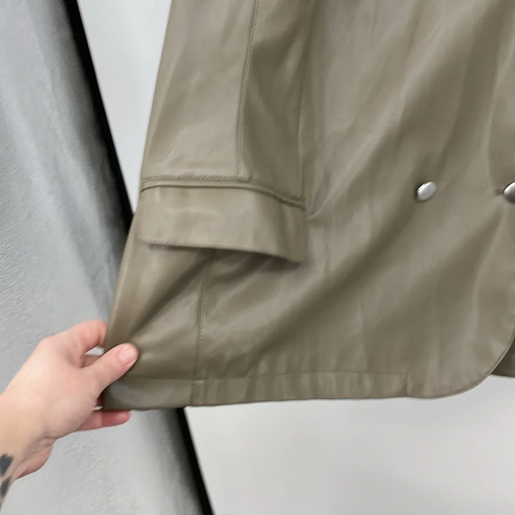 Candace Cameron Bure Blazer Womens‎ 5X Olive Green Faux Leather Double Breasted - Picture 3 of 13